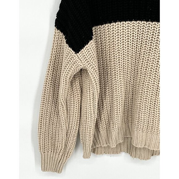 Anthropology Miou Muse Women's Two-Tone Chunky Knit Sweater Black & Beige Small‎ - Picture 6 of 8